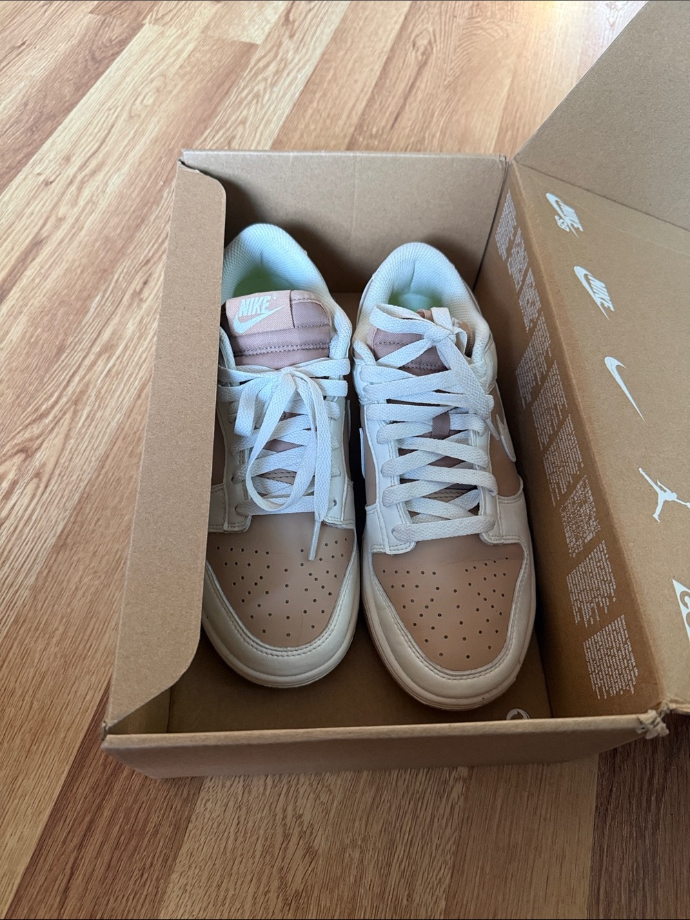 Nike Women Low-Top Sneakers in Beige and White